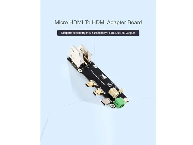 Alt view image 3 of 7 - Micro HDMI to Female HDMI Multifunctional Adapter Board Compatible with Raspberry Pi 5/4 B,Easy to Connect The HDMI Screens,Supports Dual 4K Outputs