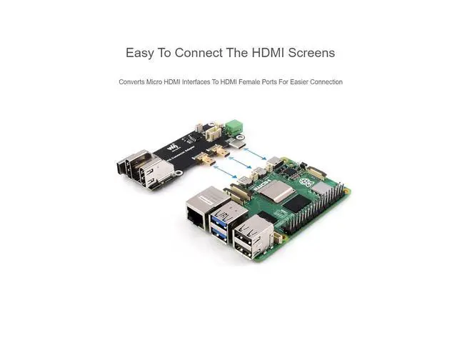 Alt view image 6 of 7 - Micro HDMI to Female HDMI Multifunctional Adapter Board Compatible with Raspberry Pi 5/4 B,Easy to Connect The HDMI Screens,Supports Dual 4K Outputs