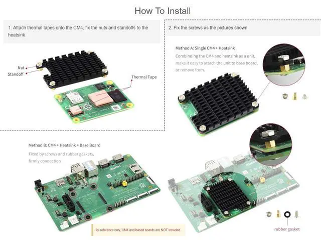 Alt view image 6 of 7 - Aluminum Alloy Heatsink Compatible with Raspberry Pi Compute Module 4 CM4 Motherboard CM4,Corrosion/Oxidation Resisting, Better Heat Dissipation