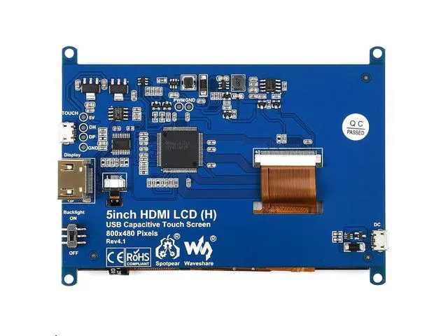 Alt view image 2 of 7 - 5 inch Capacitive Touch Screen TFT LCD Display Toughened Glass Panel 800x480 5inch HDMI H V4 LCD for Raspberry Pi 4B/3B+/3B/Zero/Zero W WH,PC,Support VariousSystems