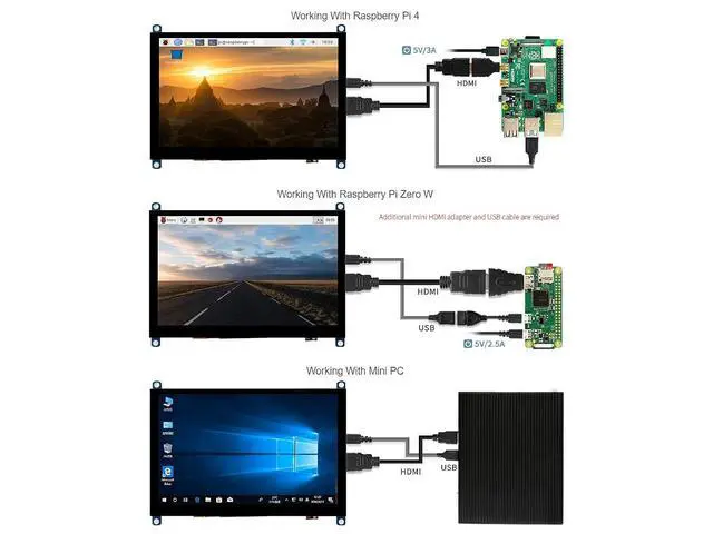 Alt view image 4 of 7 - 5 inch Capacitive Touch Screen TFT LCD Display Toughened Glass Panel 800x480 5inch HDMI H V4 LCD for Raspberry Pi 4B/3B+/3B/Zero/Zero W WH,PC,Support VariousSystems
