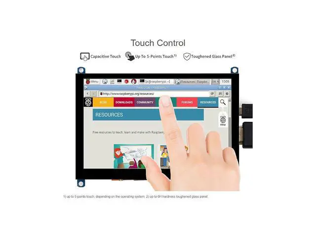 Alt view image 5 of 7 - 5 inch Capacitive Touch Screen TFT LCD Display Toughened Glass Panel 800x480 5inch HDMI H V4 LCD for Raspberry Pi 4B/3B+/3B/Zero/Zero W WH,PC,Support VariousSystems