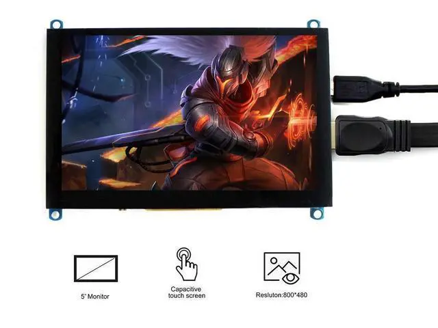 Alt view image 2 of 7 - 5 inch Capacitive Touch Screen TFT LCD Display 800x480 HDMI LCD for Raspberry Pi, BB Black, Jetson Nano Support Systems Windows 10/8.1/8/7, Game Consoles XBOX360, Nintendo Switch