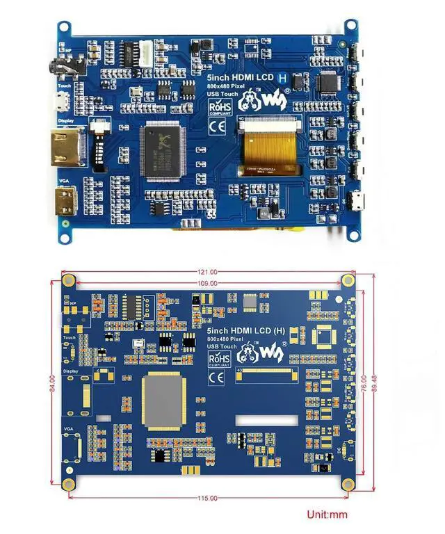 Alt view image 7 of 7 - 5 inch Capacitive Touch Screen TFT LCD Display 800x480 HDMI LCD for Raspberry Pi, BB Black, Jetson Nano Support Systems Windows 10/8.1/8/7, Game Consoles XBOX360, Nintendo Switch