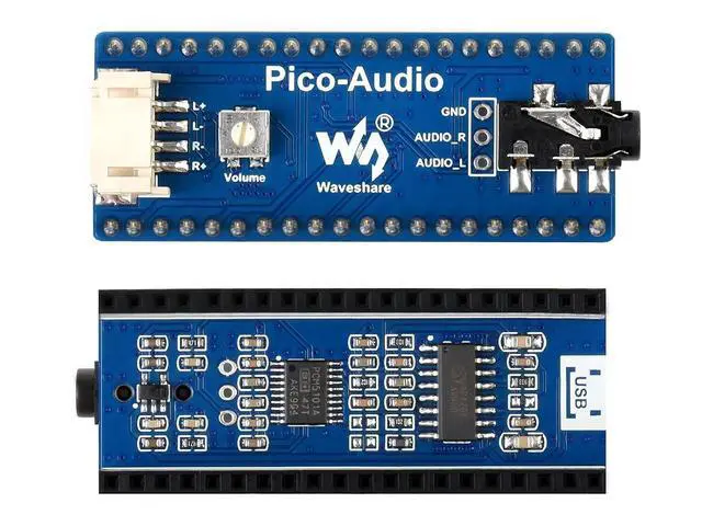 Alt view image 2 of 7 - Audio Module Expansion Board for Raspberry Pi Pico,Incorporates PCM5101A Low Power Stereo Decoder,I2S Bus,Dual Channels Speaker Headers, 3.5mm Audio Jack,Headphone Speaker Output Concurrently