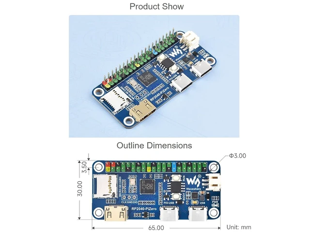 Alt view image 6 of 7 - RP2040-PiZero Development Board Based On Raspberry Pi RP2040 Microcontroller,264KB SRAM and 16MB Onboard Flash Memory,DVI Interface, TF Card Slot and PIO-USB Port