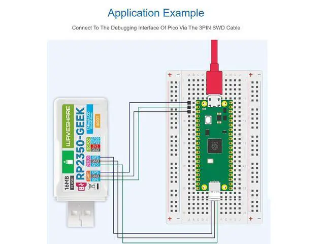 Alt view image 6 of 7 - RP2350-GEEK Development Board Based on RP2350 Microcontroller Onboard 1.14inch 65K Color LCD,USB Type-A Interface,Compatible with Multiple Debugging Methods