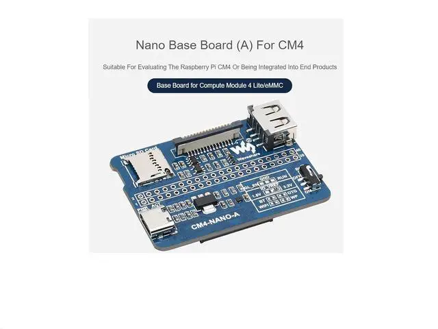 Alt view image 4 of 7 - Nano Base Board (A) for Raspberry Pi Compute Module 4 Lite/eMMC,Same Size As The CM4,with Raspberry Pi 40PIN GPIO Interface,USB 2.0 Type A,MIPI CSI-2 Port