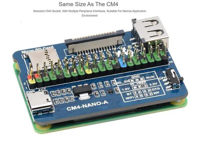 Alt view image 5 of 7 - Nano Base Board (A) for Raspberry Pi Compute Module 4 Lite/eMMC,Same Size As The CM4,with Raspberry Pi 40PIN GPIO Interface,USB 2.0 Type A,MIPI CSI-2 Port