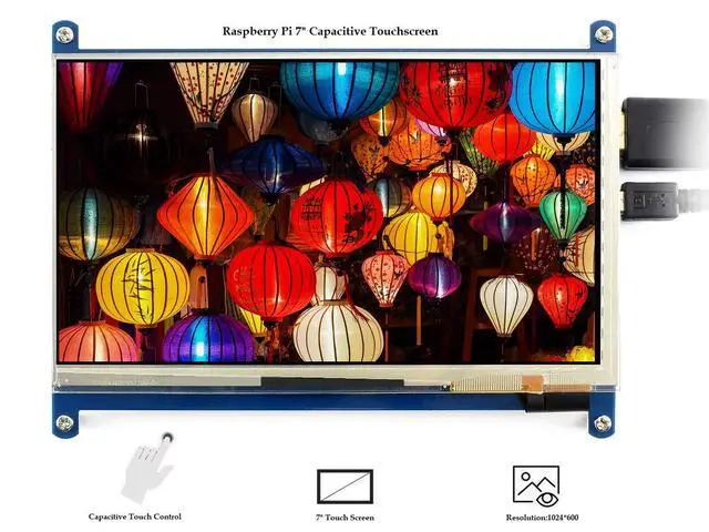 Alt view image 2 of 7 - 7 inch Capacitive Touch Screen IPS Display HDMI LCD Module 1024x600 Touchscreen for Raspberry Pi 4/3/2/1 Model B/B+/A+/BeagleBone Black/Banana Pi, Windows 10/8.1/8/7