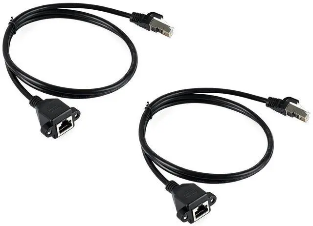 Main image of 2 Pack RJ45 CAT.5e Ethernet Extension Cable 1 Meter1000Mbps Transfer Speed Ethernet Cable,8P8C RJ45 Connector,Black