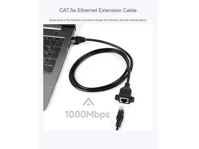 Alt view image 3 of 7 - 2 Pack RJ45 CAT.5e Ethernet Extension Cable 1 Meter1000Mbps Transfer Speed Ethernet Cable,8P8C RJ45 Connector,Black
