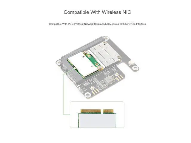 Alt view image 4 of 7 - PCIe to MiniPCIe Adapter for Raspberry Pi 5Compatible with Various MiniPCIe Wireless NIC and AI Modules,Supports USB Bluetooth Connection