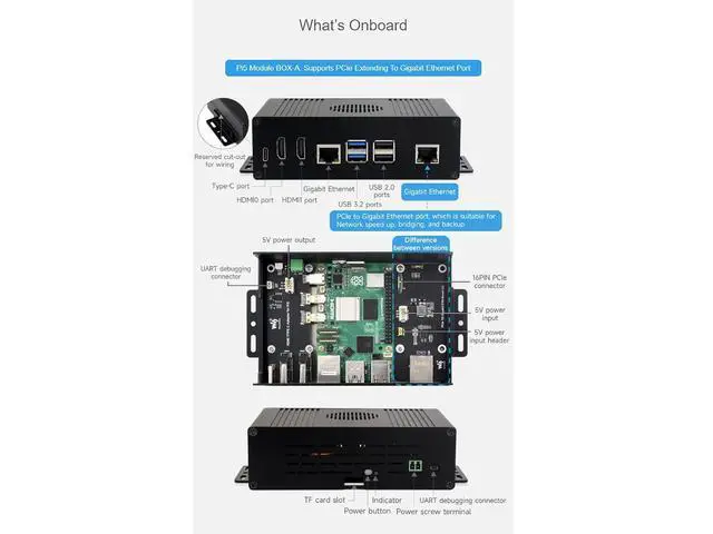 Alt view image 4 of 7 - Multi-Functional All-in-one Mini-Computer Kit Designed for Raspberry Pi 5,Aluminum Alloy Case+Pi5 HDMI and Type-C Adapter+PCIe to Gigabit ETH Adapter