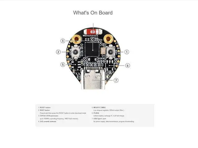 Alt view image 4 of 7 - ESP32-C3 0.71inch Round Display Development Board, 160160 Resolution, Single-Core ESP32-C3 Processor, SPI Interface Display