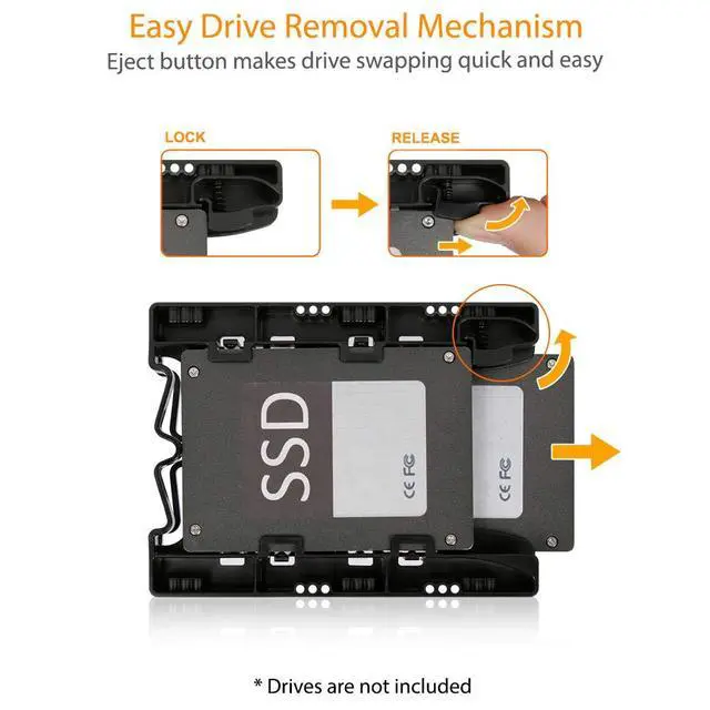 Alt view image 6 of 7 - Dual 2.5 inch to 3.5 inch HDD & SSD Light Weight Mounting Bracket Adapter for Internal 3.5" Drive Bay | EZ-Fit Lite MB290SP-B