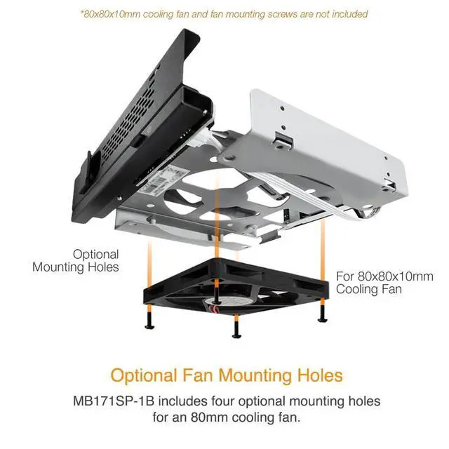 Alt view image 4 of 5 - 3.5 inch SAS/SATA HDD Hard Drive Mobile Rack Tool Free Enclosure for 5.25" Bay | TurboSwap MB171SP-1B