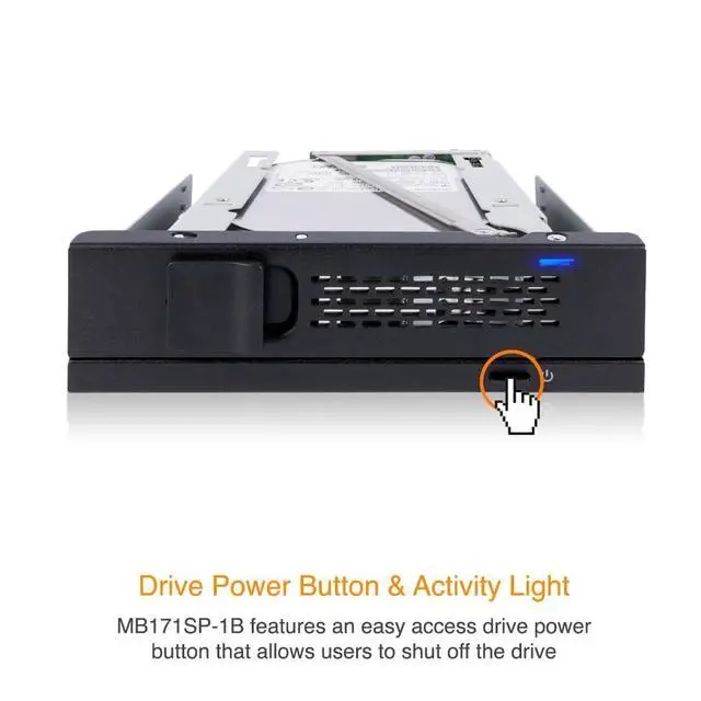 Alt view image 3 of 5 - 3.5 inch SAS/SATA HDD Hard Drive Mobile Rack Tool Free Enclosure for 5.25" Bay | TurboSwap MB171SP-1B