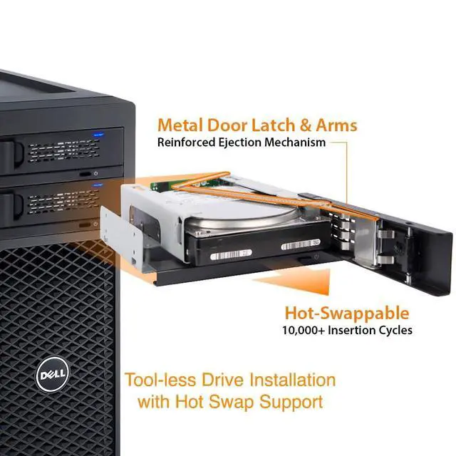 Alt view image 2 of 5 - 3.5 inch SAS/SATA HDD Hard Drive Mobile Rack Tool Free Enclosure for 5.25" Bay | TurboSwap MB171SP-1B