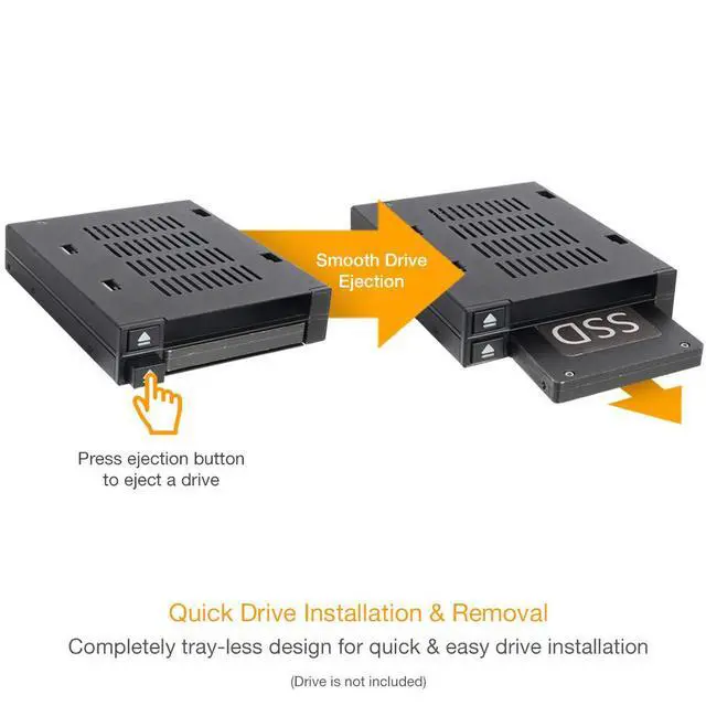 Alt view image 5 of 5 - Dual 2 Bay 2.5 SSD & HDD Dock Tool-Less Hot-Swap SATA / SAS Mobile Rack Enclosure for 3.5 Bay - flexiDOCK MB522SP-B