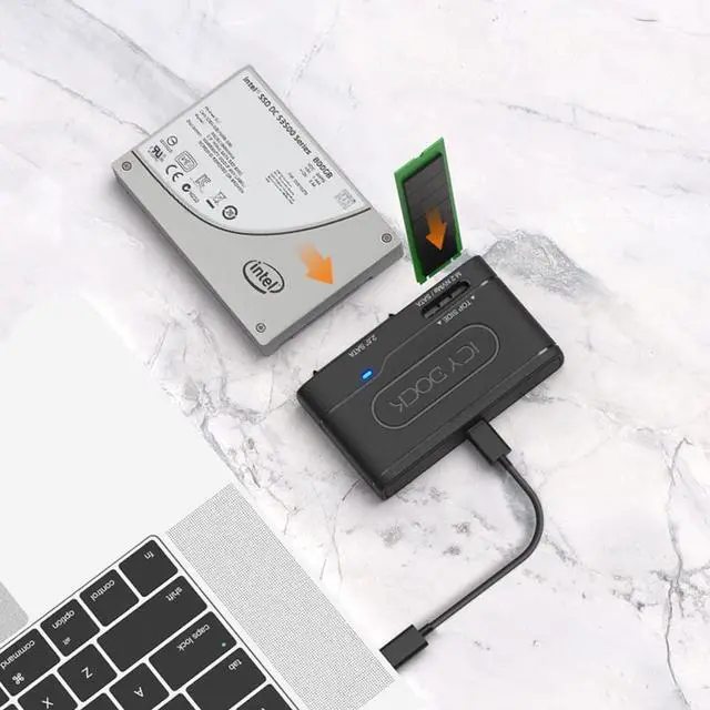 Alt view image 2 of 7 - USB 3.2 Gen 2 10Gbps to 2.5" SATA SSD/HDD & M.2 NVMe/SATA SSD External Reader Adapter | EZ-Adapter MB104U-1SMB