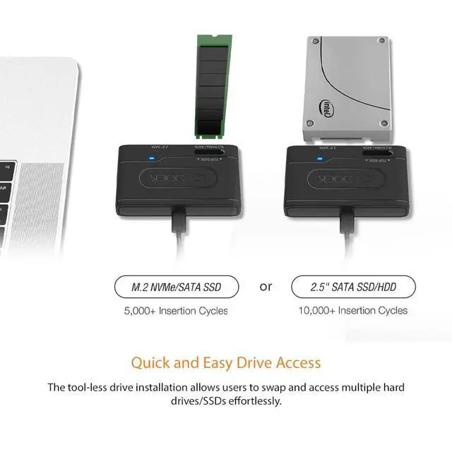 Alt view image 3 of 7 - USB 3.2 Gen 2 10Gbps to 2.5" SATA SSD/HDD & M.2 NVMe/SATA SSD External Reader Adapter | EZ-Adapter MB104U-1SMB