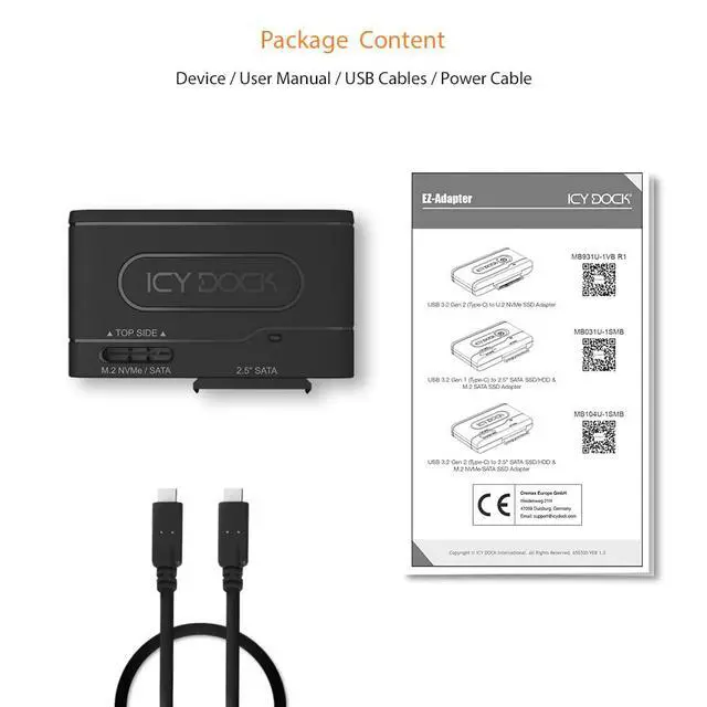 Alt view image 7 of 7 - USB 3.2 Gen 2 10Gbps to 2.5" SATA SSD/HDD & M.2 NVMe/SATA SSD External Reader Adapter | EZ-Adapter MB104U-1SMB