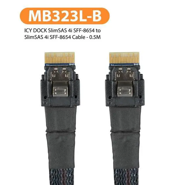 Alt view image 2 of 5 - SlimSAS 4i SFF-8654 to SlimSAS 4i SFF-8654 Cable - 0.5M | MB323L-B