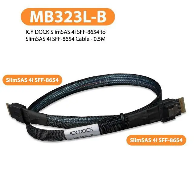 Alt view image 4 of 5 - SlimSAS 4i SFF-8654 to SlimSAS 4i SFF-8654 Cable - 0.5M | MB323L-B