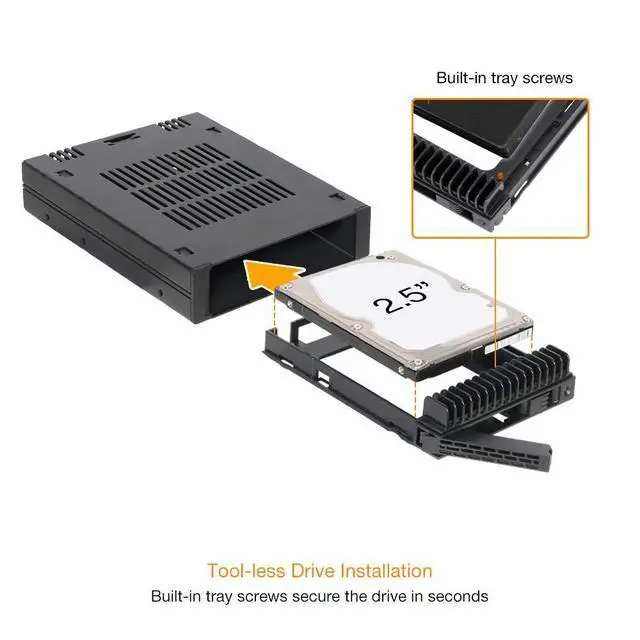 Alt view image 4 of 7 - 1 Bay 2.5 SAS/SATA HDD/SSD Tool-Less Enclosure for External 3.5" Bay | ExpressCage MB741SP-B