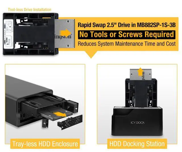 Alt view image 2 of 4 - 2.5 inch SATA SSD HDD to 3.5" SATA HDD Drive Bay Converter Mounting Bracket Kit Adapter - EZConvert MB882SP-1S-3B