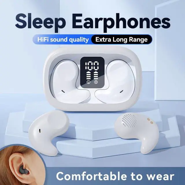 Alt view image 2 of 7 - Sleep Earbuds Bluetooth Wireless Headphones Mini Invisible Earplugs | WHITE in Ear Light-Weight Headphones Small Design for Side Sleepers, 58H Playtime Fast Charging, Clear Calls& Noise Block