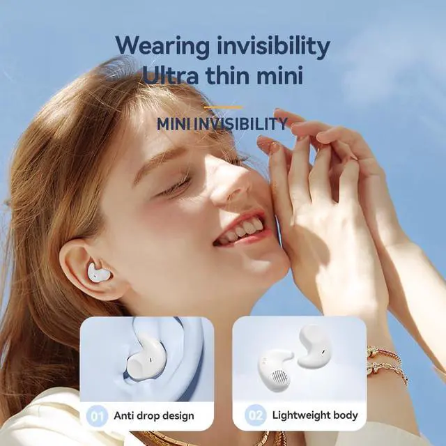 Alt view image 3 of 7 - Sleep Earbuds Bluetooth Wireless Headphones Mini Invisible Earplugs | WHITE in Ear Light-Weight Headphones Small Design for Side Sleepers, 58H Playtime Fast Charging, Clear Calls& Noise Block
