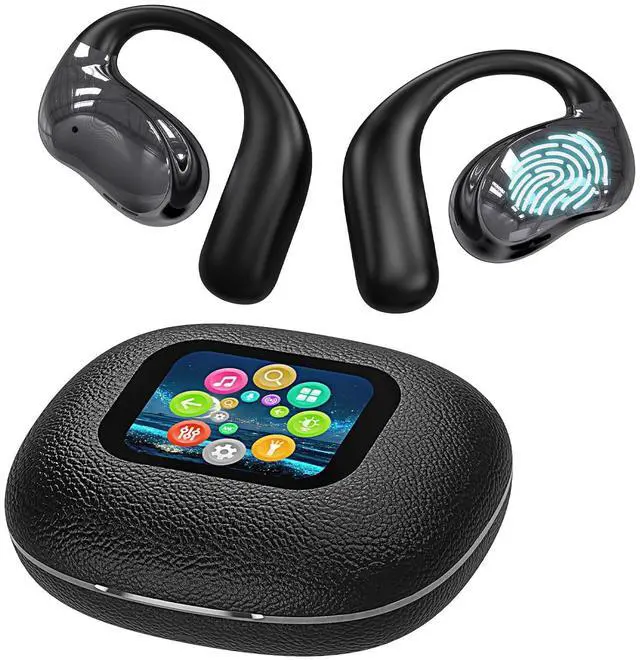 Main image of Open Ear Earbuds Ultra Comfort Wireless Bluetooth 5.4 Headphones Over The Ear Earbuds with Intelligent Touch Screen EarHooks IPX7 Waterproof Bone Conduction Earphones for Fitness Sports-Black