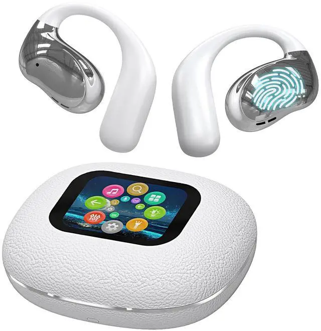 Main image of Open Ear Earbuds Ultra Comfort Wireless Bluetooth 5.4 Headphones Over The Ear Earbuds with Intelligent Touch Screen EarHooks IPX7 Waterproof Bone Conduction Earphones for Fitness Sports-White