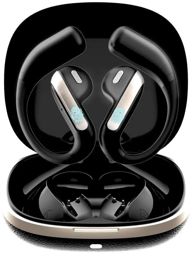 Main image of Open Ear Bluetooth 5.3 Earbuds, Wireless Headphones Sport Over Earphones Built-in Mic with Ear Hooks, 58H Playtime Ear Buds Fast Charging, IPX7 Waterproof for Running/Workout-Black