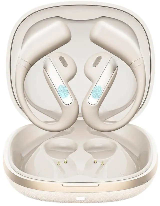 Main image of Open Ear Bluetooth 5.3 Earbuds, Wireless Headphones Sport Over Earphones Built-in Mic with Ear Hooks, 58H Playtime Ear Buds Fast Charging, IPX7 Waterproof for Running/Workout-Off White