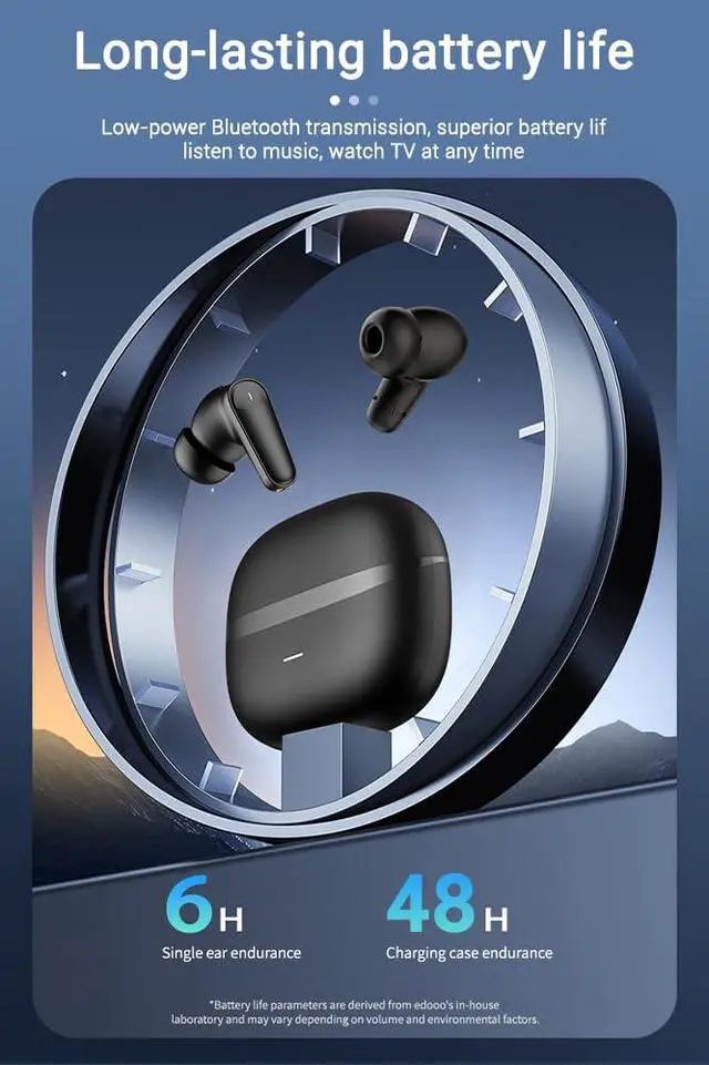 Alt view image 4 of 7 - Wireless Earbuds Bluetooth 5.4 Headphones in Ear Buds, True ANC+ENC Noise Cancelling Earbuds, HiFi Stereo Deep Bass Earphones for Sports/Workout-Black