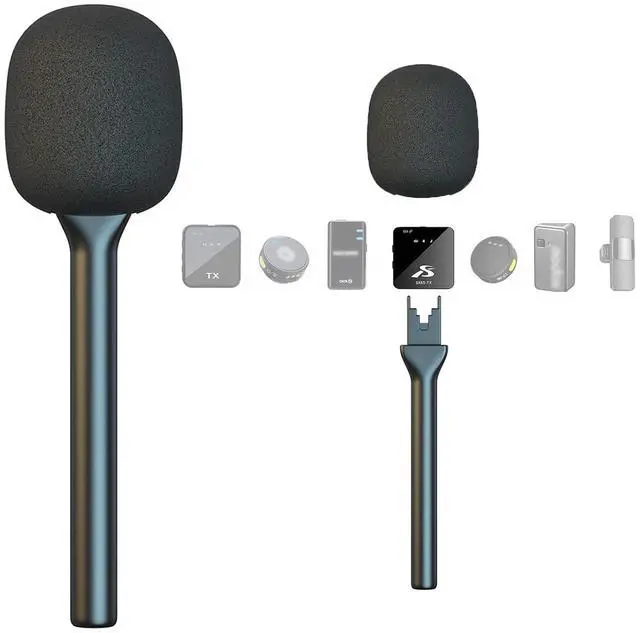 Main image of Mic Handle for DJI RODE Microphone Handheld Stand for Wireless GO, Interview Microphone Rig for All Lavalier Mic, Wireless MiniMic Adapter for Vlogging/Interview/Podcast/Reports/Content Creation