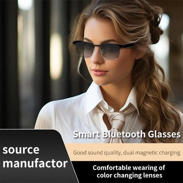 Alt view image 6 of 7 - Smart Glasses Bluetooth Audio Sunglasses for Men Women with Dual Stereo Speakers, Open Ear Music &HD Calling, Touch &Voice Assistant, UV ProtectionSilver