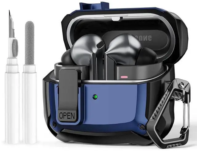 Main image of for Galaxy Buds3 FE (2025) / Buds3 Pro (2024) / Buds 3 Case (2024) Cover | Shockproof Protective Hard Cover Shell with Keychain &Cleaner kit for Men Women Blue