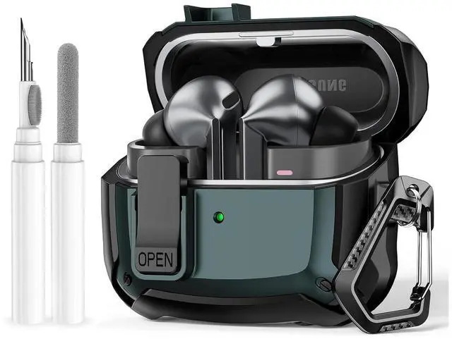 Main image of for Galaxy Buds3 FE (2025) / Buds3 Pro (2024) / Buds 3 Case (2024) Cover, Shockproof Galaxy Buds 3/3 Pro Protective Hard Cover Shell with Keychain &Cleaner kitfor Men Women,Green