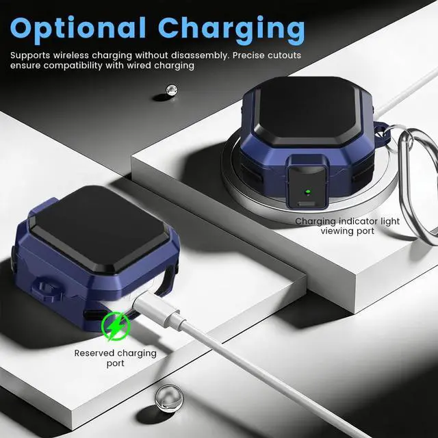 Alt view image 3 of 7 - for Galaxy Buds 4 Pro (2026) / Buds 4 Case Cover | Shockproof Protective Hard Cover Shell with Keychain &Cleaner kit for Men Women Blue