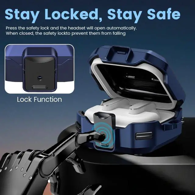 Alt view image 5 of 7 - for Galaxy Buds 4 Pro (2026) / Buds 4 Case Cover | Shockproof Protective Hard Cover Shell with Keychain &Cleaner kit for Men Women Blue