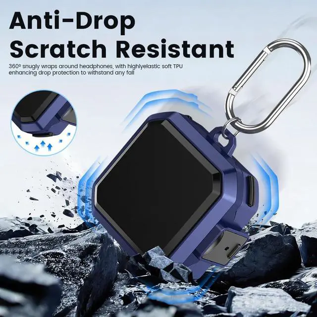 Alt view image 6 of 7 - for Galaxy Buds 4 Pro (2026) / Buds 4 Case Cover | Shockproof Protective Hard Cover Shell with Keychain &Cleaner kit for Men Women Blue