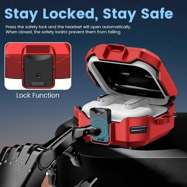 Alt view image 4 of 7 - for Galaxy Buds 4 Pro (2026) / Buds 4 Case Cover, Shockproof Galaxy Buds 4/4 Pro Protective Hard Cover Shell with Keychain &Cleaner kitfor Men Women, RED