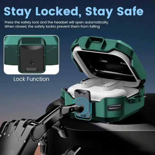 Alt view image 5 of 7 - for Galaxy Buds 4 Pro (2026) / Buds 4 Case Cover | Shockproof Protective Hard Cover Shell with Keychain &Cleaner kit for Men Women Green