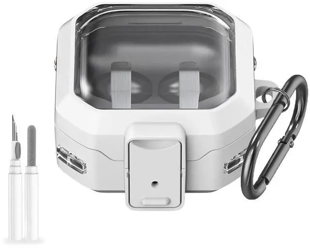 Main image of for Galaxy Buds 4 Pro (2026) / Buds 4 Case Cover, Shockproof Galaxy Buds 4/4 Pro Protective Hard Cover Shell with Keychain &Cleaner kitfor Men Women, White