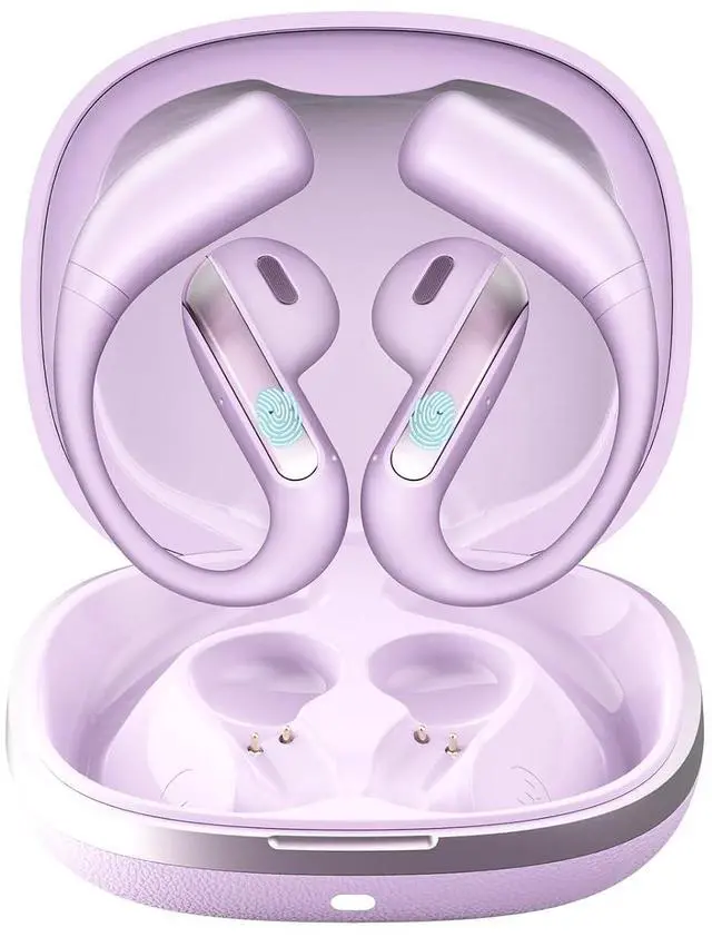 Main image of Open Ear Bluetooth 5.3 Earbuds, Wireless Headphones Sport Over Earphones Built-in Mic with Ear Hooks, 58H Playtime Ear Buds Fast Charging, IPX7 Waterproof for Running/WorkoutPurple