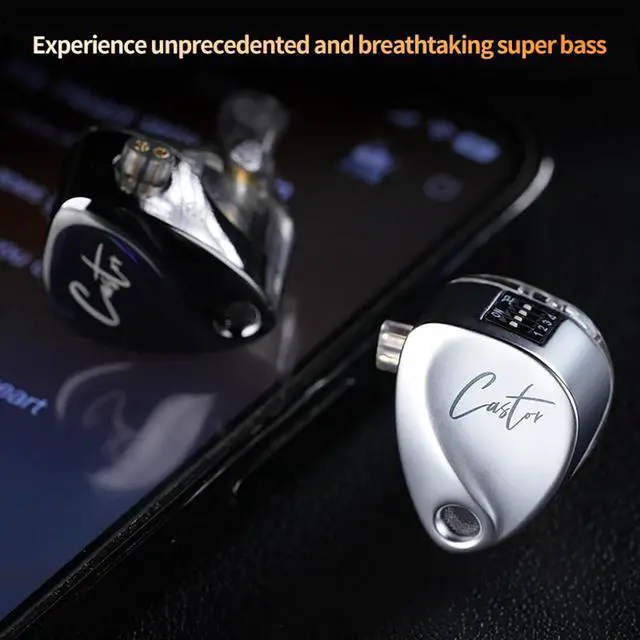Alt view image 5 of 7 - KZ Castor in Ear Monitor Wired Earbuds HiFi Bass Enhanced Headphones Silver | 2 Dual-Dynamic Driver Sound Tuning Noise Isolating IEM with Mic